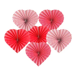 Heart-shaped paper fan details for wedding party backdrop and Valentine day decorations.