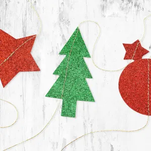 Christmas tree star glitter paper garland string banner for holiday party decoration supplies