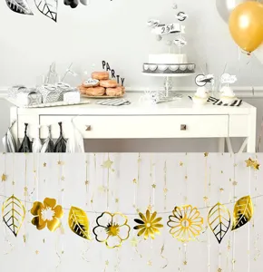 Gold silver cutout flower leaf garland party hanging decor wedding birthday celebration banner
