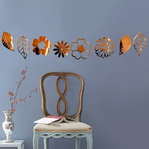 Metallic copper foil hollow flower leaf banner party wedding hanging decoration decor supplies