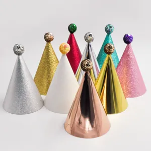 Colorful Glitter Sequin Ball Birthday Hat Cone Party Hats Children Adult Birthday Party Decoration Hat