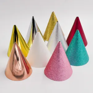 Colorful glitter cone party hats set, birthday party decorations for kids and adults