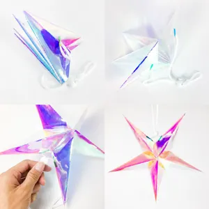 Décoration suspendue pliante en étoile 3D holographique pour fête de Noël mariage accessoires.