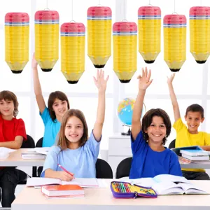 Back to school pencil paper lanterns hanging decorations for kindergarten classroom party.
