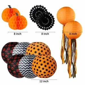Kit de decoration de fete d'Halloween citrouille en papier boules lanternes interieur