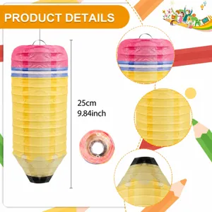 Detailed view of the creative pencil paper lantern, perfect for classroom and back-to-school party.