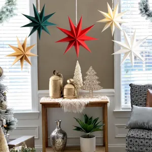 Christmas 3D paper star hanging ornaments for holiday party home decor multi-color