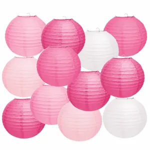 Pink white paper lanterns set hanging decoration for birthday wedding party bestie festival decor
