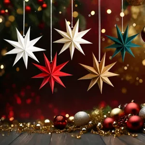 Christmas 9-pointed paper star hanging decor winter party origami star lampshade for home decor