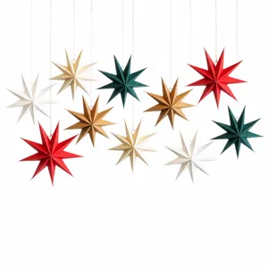 Christmas 9-point star paper lantern hanging decoration for holiday party home decor