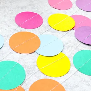 Colorful round paper garland 2m for birthday party wedding decoration hanging banners string