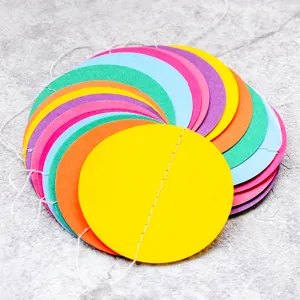 Colorful paper circle garland 2m long for party, wedding, birthday and holiday decoration.