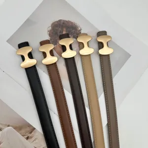 Women's Genuine Leather Belt Versatile Letter Buckle Thin Waistband For Jeans Dresses Suits Shirts Fashion Accessories