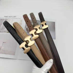 Women thin leather belts set with metal H buckle fashion waist strap for dresses jeans new
