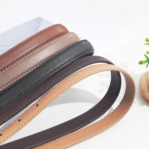 Women's thin leather belt set, stylish stacked design for dresses and jeans, elegant accessory.