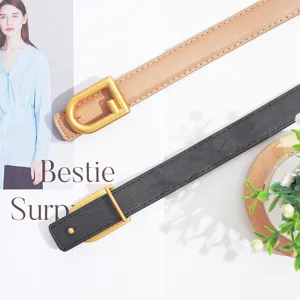 Stylish women thin leather belt set with gold metal buckle, elegant everyday fashion accessory.