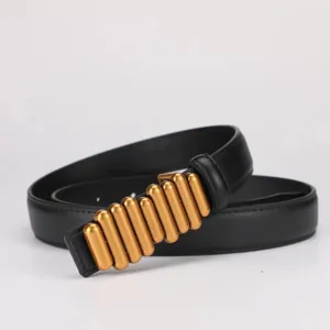 Damen Echtes Leder Gürtel Minimalistischer Metall Rohrschnalle Lässiger Taillengürtel Für Jeans Kleid Mode Accessoires