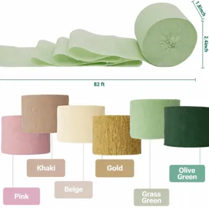 Crepe paper streamer rolls set sage green party decorations birthday wedding backdrop 82ft long