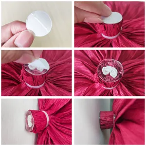 Flor de papel crepé adhesivo acrílico decoración boda accesorio guía paso tutorial