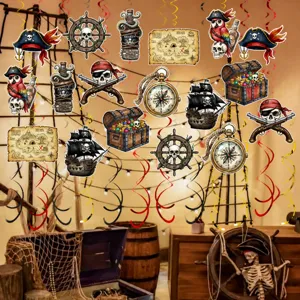 Decoraciones de Fiesta Temática de Piratas Serpentinas Colgantes en Espiral Suministros de Decoración de Techo de Cumpleaños Pirata