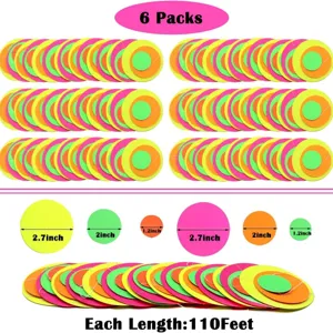 Neon paper garland circular dots hanging decor party decoration 6 packs 110 feet length