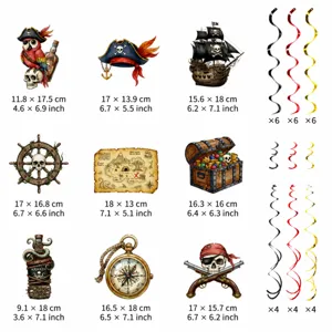 Decoraciones colgantes de fiesta temática de piratas para cumpleaños de niños