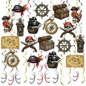 Decoraciones colgantes de espirales de fiesta pirata, set de decoración de cumpleaños pirata.