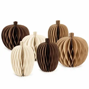 Thanksgiving Pumpkin Honeycomb Ball Decoration Halloween Party Autumn Bohemian Theme Table Centerpiece Paper Ornament