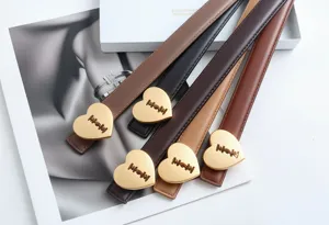 Cintura in pelle da donna fibbia a cuore alla moda cinturino in vita accessorio pantaloni