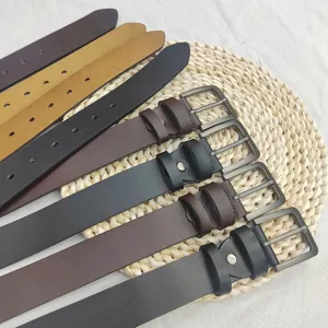 Men casual genuine leather belt set with vintage metal pin buckle, multi-color durable waist strap.