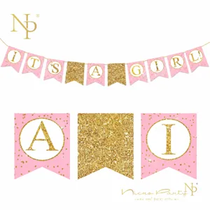 Decorazioni per Banner per Festa di Rivelazione di Genere Oh Baby Boy o Girl Ghirlanda di Carta Cartello Sospeso Accessori per Foto