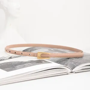 Genuine leather women thin belt casual dress trousers strap elegant minimalist design 100cm