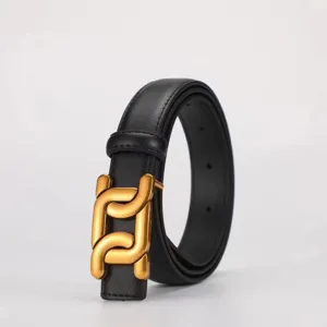 Women's Genuine Leather Belt Fashion Casual Simple Versatile Metal Chain Buckle Waist Belt For Jeans Suit Female Accessories
