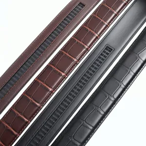 Men's business genuine leather automatic ratchet belt with stylish crocodile pattern for men.
