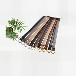 Women's leather belt minimalist fashion waist strap casual trousers dress accessory.