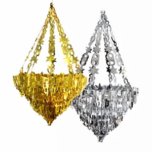 Christmas party hanging fringe chandelier decoration gold and silver holiday celebration ornament