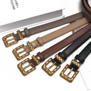 Women Genuine Leather Belt Retro Metal Buckle Casual Versatile Waist Belt For Jeans Suit Fashion Accessories