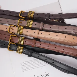 Ceinture en cuir veritable femme minimaliste boucle ardillon elegante accessoire pour jean