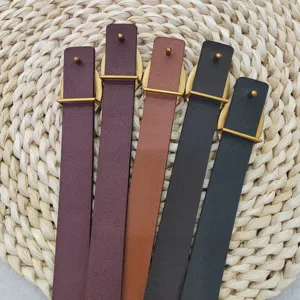 Dames echt lederen riem set met stijlvolle vintage metalen gesp in diverse kleuren.