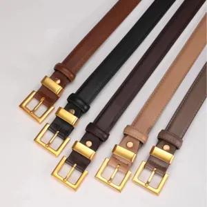 Cintura da donna in vera pelle fibbia quadrata ad ardiglione stile casual elegante