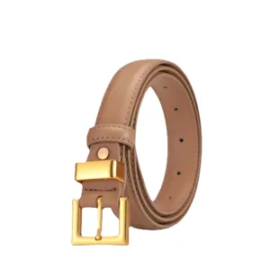 Cintura da donna in vera pelle con fibbia quadrata dorata classica per jeans casual moda.