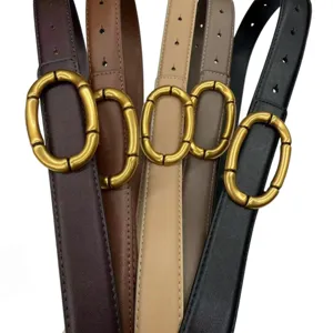 Women genuine leather belt minimalist fashion jeans accessory elegant metal buckle multi color