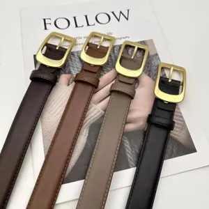 Women Genuine Leather Belt Fashion Versatile Metal Pin Buckle Pants Waistband Casual Daily Accessories