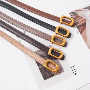 Ceinture en Cuir Véritable pour Femmes Ceinture Fine Boucle Métallique Élégante Ceinture de Robe pour Accessoires de Jean Pantalon Jupe