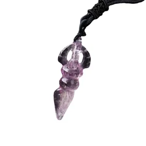 Natural crystal carved Vajra pestle pendant necklace for men and women fashion jewelry.