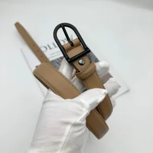 Damen Ledergürtel lässig minimalistisch Dornschließe Design Anzug Jeansgürtel khaki Detail