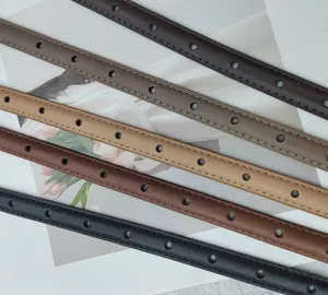 Women's genuine leather thin belt set, versatile decorative waist strap for dresses.