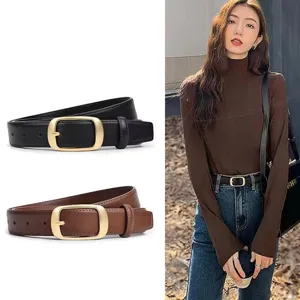 Γυναικείο Γνήσιο Δερμάτινο Ζωνάρι Minimalist Casual Jeans Ζώνη Με Αγκράφα από Κράμα Μονόχρωμο Fashion Taillengürtel Για Γυναίκες