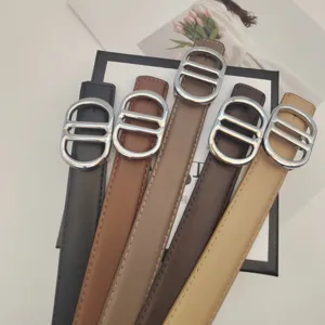 Women's Genuine Leather Belt Versatile Casual Jeans Dress Belt Silver Buckle Fashion Accessories