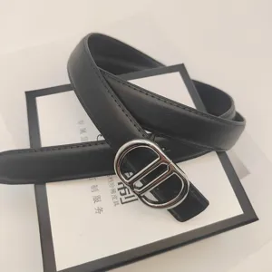 Women genuine leather belt with silver metal buckle classic black waist belt for jeans dresses suits